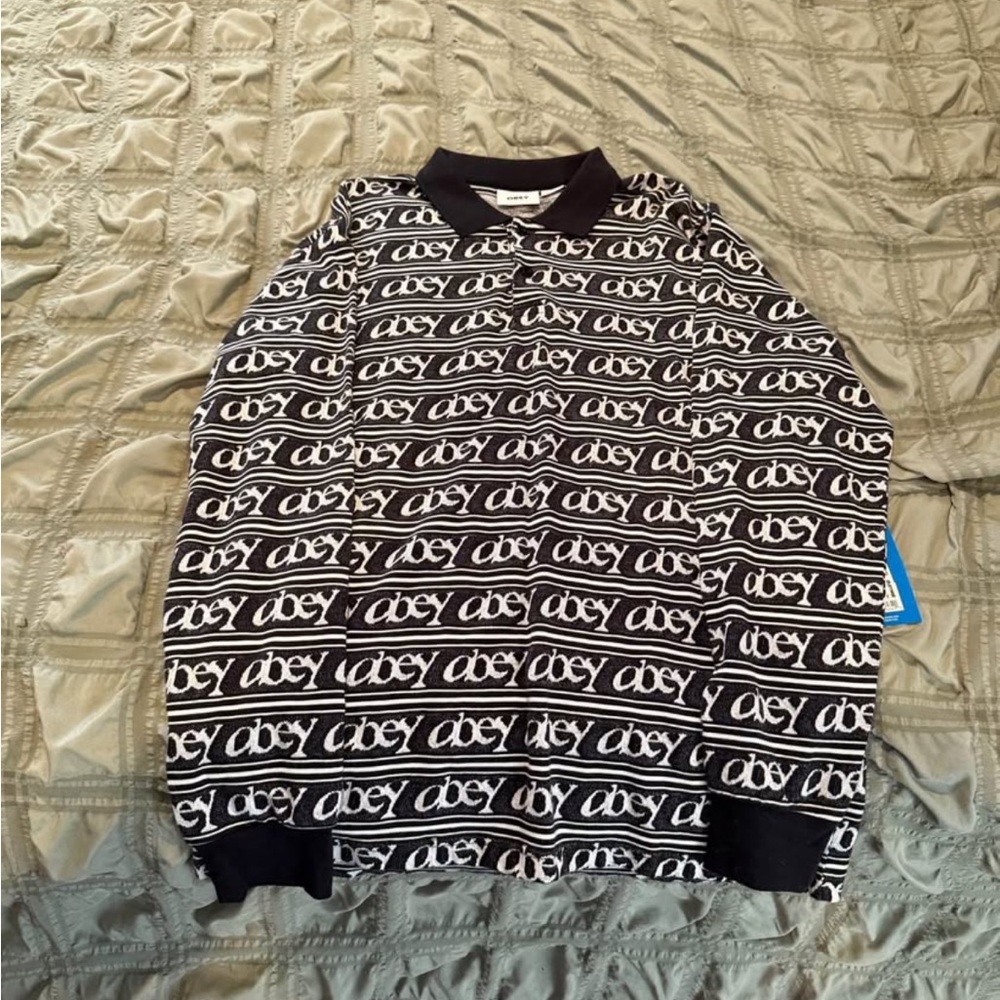 Obey Monochrome Logo long sleeve polo